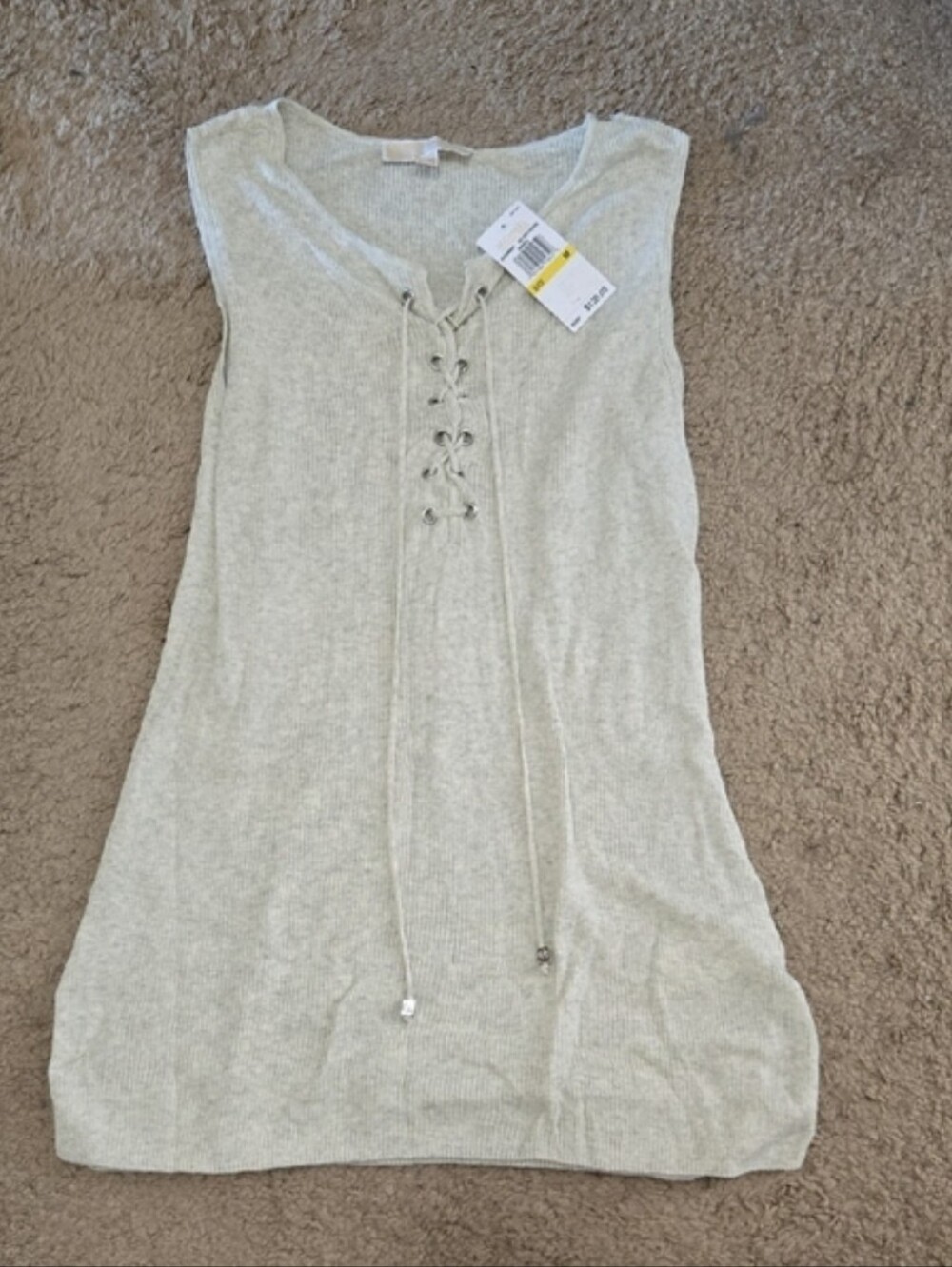 NWT Michael Kors Sleeveless Lace-Up Knit Tank Top